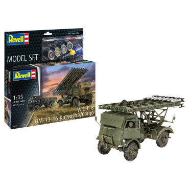 KIT PARA MONTAR REVELL MODEL SET W.O.T. 8 BM-13-16 KATYUSHA / CARGO 1/35 338 PEÇAS COMPLETO COM TINTAS COLA E PINCEL REV 63338